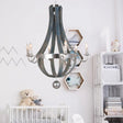 Traditional Blue/White Wood Empire Chandelier - 6-Light Hanging Lamp Fixture Blue