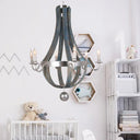 Traditional Blue/White Wood Empire Chandelier - 6-Light Hanging Lamp Fixture Blue