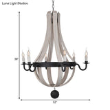 Traditional Blue/White Wood Empire Chandelier - 6-Light Hanging Lamp Fixture