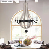 Traditional Blue/White Wood Empire Chandelier - 6-Light Hanging Lamp Fixture