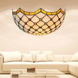 Traditional Bowl Wall Sconce Light With Jewelry Accents - 1 Bedroom Lighting Beige