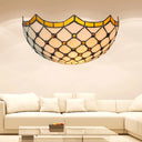 Traditional Bowl Wall Sconce Light With Jewelry Accents - 1 Bedroom Lighting Beige