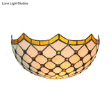Traditional Bowl Wall Sconce Light With Jewelry Accents - 1 Bedroom Lighting
