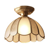 Traditional Brass Aisle Ceiling Light - Glass Dome Semi Flush Fixture