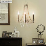 Traditional Brass Beaded Wall Mount Lamp - Bedroom Sconce Light Fixture