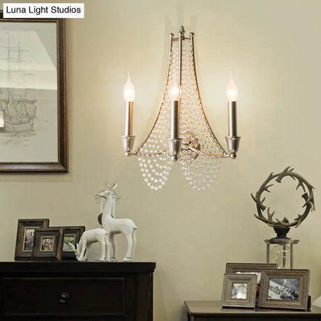 Traditional Brass Beaded Wall Mount Lamp - Bedroom Sconce Light Fixture