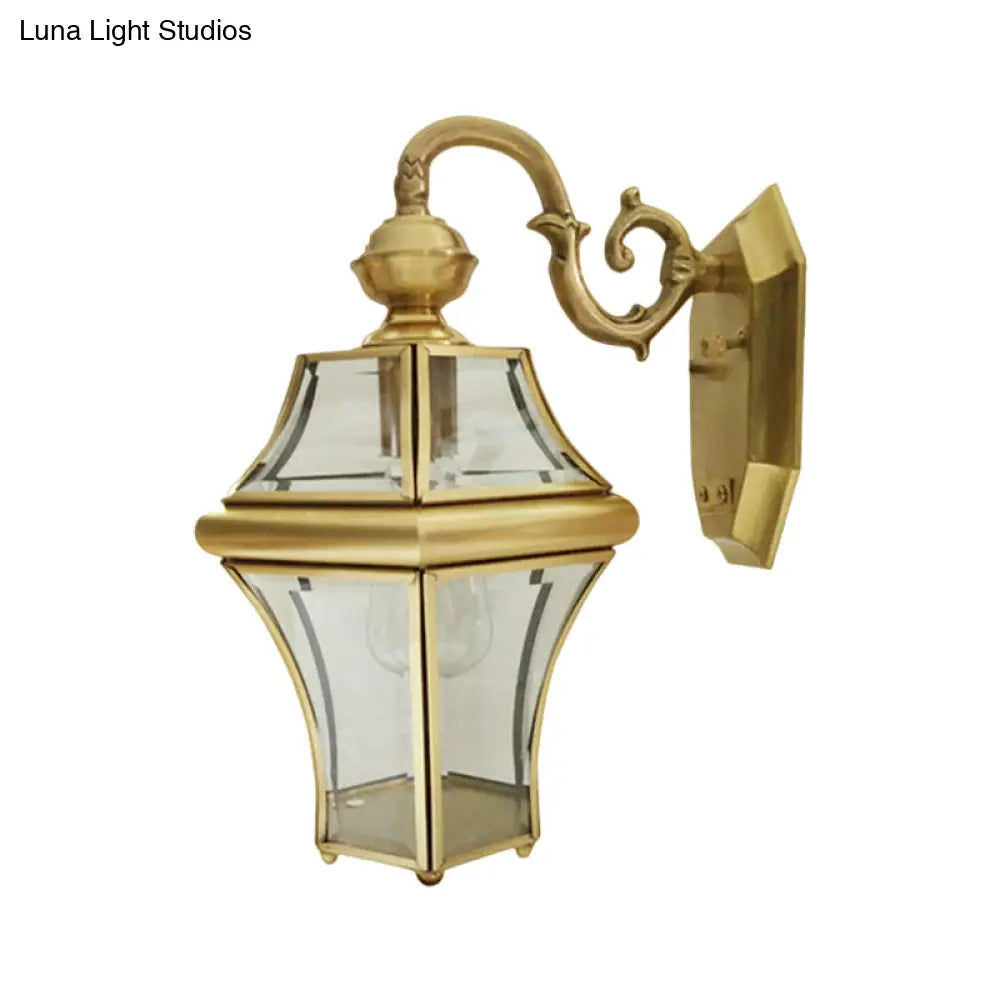 Traditional Brass Birdcage Wall Sconce - 1 Bulb Metal Lighting Fixture For Living Room