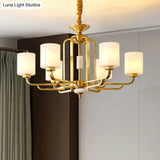 Traditional Brass Ceiling Hang Light With Milky Glass For Living Room