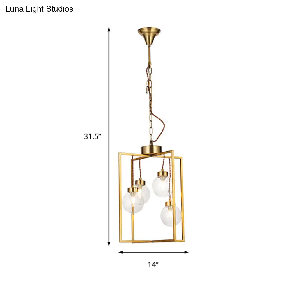 Traditional Brass Chandelier Light Fixture - Clear Glass & Metal Pendant Lamp