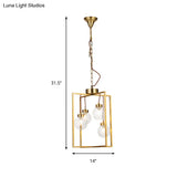 Traditional Brass Chandelier Light Fixture - Clear Glass & Metal Pendant Lamp