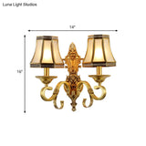 Traditional Brass Cone Wall Lamp With Beveled Glass Panel - Bedroom Mount Lighting