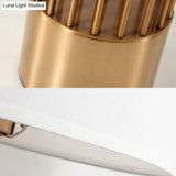 Traditional Brass Drum Fabric Desk Lamp: 1-Light Bedroom Reading Light With Cylinder Base