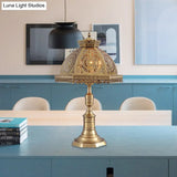 Traditional Brass Finish Dome Table Lamp With 3 Lights For Bedroom Nightstand