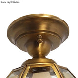 Traditional Brass Frosted Glass Semi Flush Mount Light For Living Room Ceiling