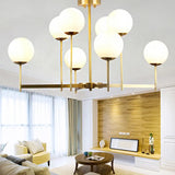 Traditional Brass Globe Chandelier Light With Frosted Glass - 6/8 Bulbs Hanging Ceiling Fixture 8 /