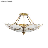 Traditional Brass Metal Flush Mount Ceiling Light With 3 Bulbs For Hallway