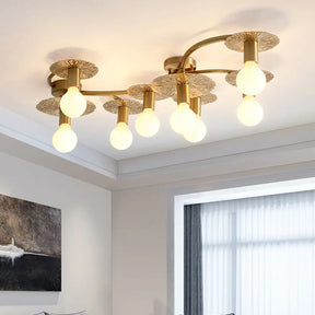 Traditional Brass Metal Semi Flush Ceiling Mount With 6/8 Lights For Living Room 6 /