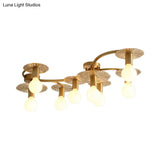Traditional Brass Metal Semi Flush Ceiling Mount With 6/8 Lights For Living Room
