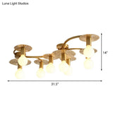 Traditional Brass Metal Semi Flush Ceiling Mount With 6/8 Lights For Living Room