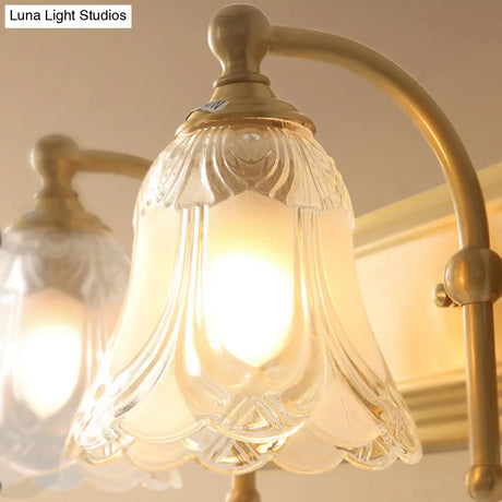 Traditional Brass Metal Vanity Wall Light - 2/3-Light Flower Design Bathroom Mounted Lighting