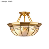 Traditional Brass Semi-Flush Bowl Light For Dining Room