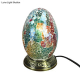 Traditional Brass Small Desk Lamp With Blue Glass Shade For Living Room Table