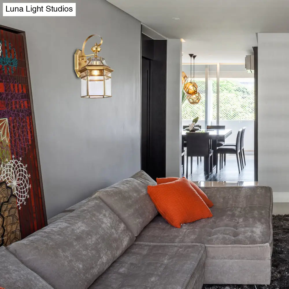 Traditional Brass Wall Sconce Open Bottom Metal Fixture For Living Room