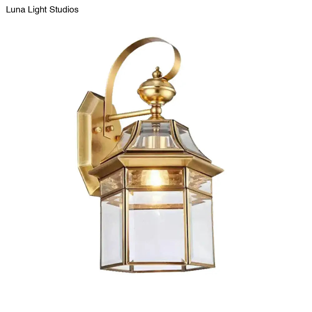 Traditional Brass Wall Sconce Open Bottom Metal Fixture For Living Room