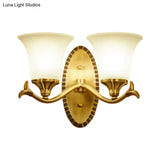 Traditional Brass Wall Sconce With Milky Glass Shade For Living Room