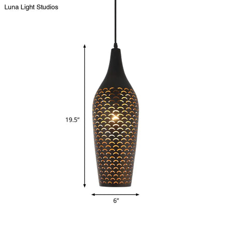 Traditional Bronze Ceiling Pendant Light For Dining Room - 1 Head Metal Jar Lamp