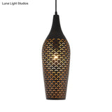 Traditional Bronze Ceiling Pendant Light For Dining Room - 1 Head Metal Jar Lamp