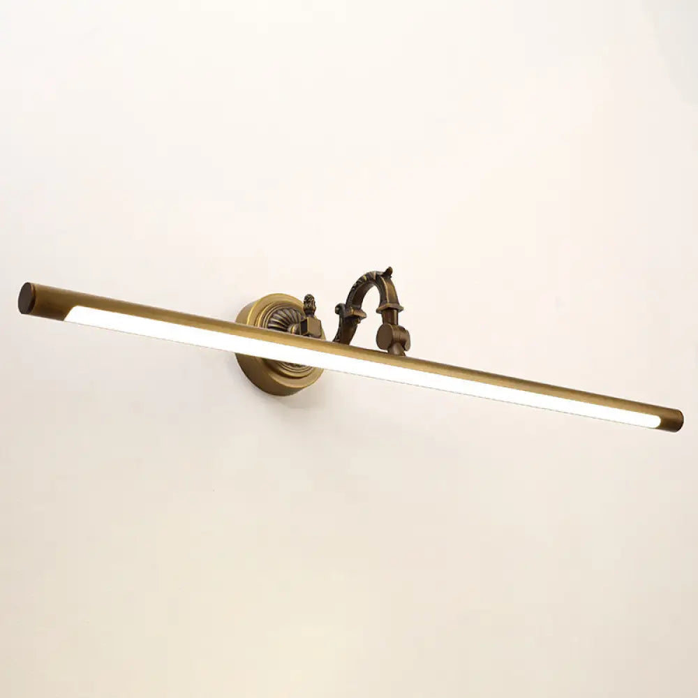 Traditional Bronze Finish Metal Bathroom Led Wall Sconce With Swing Arm / 29.5 Warm