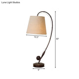 Traditional Brown Fishing Rod Table Lamp - 1-Light Fabric Night For Bedroom