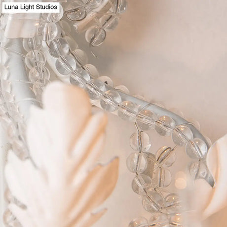 Traditional Candlestick Wall Mount Light With Crystal Draping - White