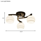 Traditional Ceiling Mount Light: Black Semi Flush With White Glass - Ideal For Corridor (3/5/8
