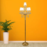 Traditional Clear Crystal Candlestick Floor Lamp With White Shade - Gold Standing Light 5 / With