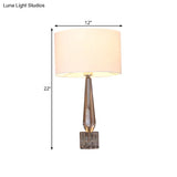 Traditional Clear Crystal Table Lamp - Shaded Night Light For Living Room Flaxen/White/Black