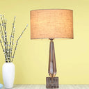 Traditional Clear Crystal Table Lamp - Shaded Night Light For Living Room Flaxen/White/Black Flaxen