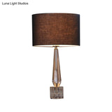 Traditional Clear Crystal Table Lamp - Shaded Night Light For Living Room Flaxen/White/Black