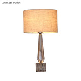 Traditional Clear Crystal Table Lamp - Shaded Night Light For Living Room Flaxen/White/Black