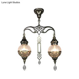 Traditional Clear Glass Ceiling Lamp: Globe/Gourd Design 2 Heads Living Room Lighting