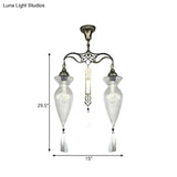 Traditional Clear Glass Ceiling Lamp: Globe/Gourd Design 2 Heads Living Room Lighting