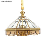 Traditional Clear Glass Cone Pendant Chandelier - 6 Bulbs Brass Ceiling Light