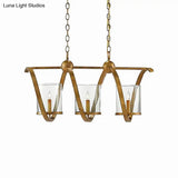 Traditional Clear Glass Hanging Light - Antique Brass/Aged Silver Cylinder Island Lighting Fixture