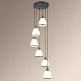 Traditional Cream Glass Bell Shade Multi Ceiling Light For Living Room 6 / Black Round