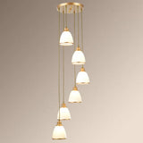 Traditional Cream Glass Bell Shade Multi Ceiling Light For Living Room 6 / Gold Round