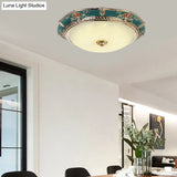 Traditional Crown Resin Flush Light Fixture - Led Flushmount Lighting In Apricot/Green Bedroom