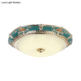Traditional Crown Resin Flush Light Fixture - Led Flushmount Lighting In Apricot/Green Bedroom