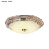 Traditional Crown Resin Flush Light Fixture - Led Flushmount Lighting In Apricot/Green Bedroom