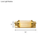 Traditional Crystal Brass Led Wall Lamp: 10/10.5/16-Inch Wide Round/Rectangle Sconce Light For